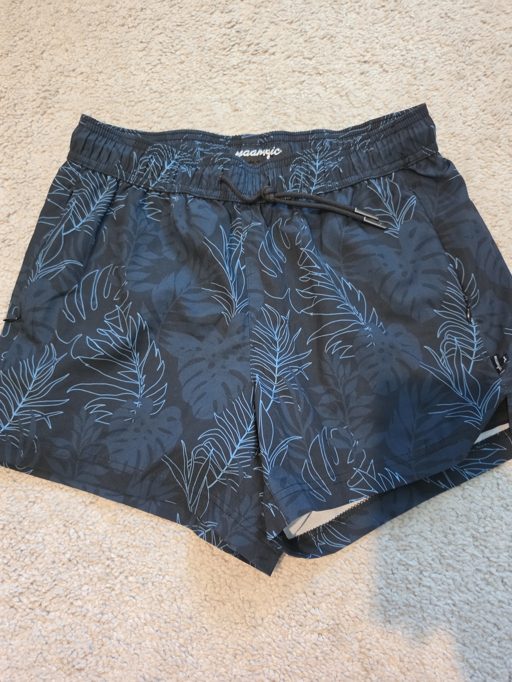Maamgic Men's Black Tropical Print Swim Shorts